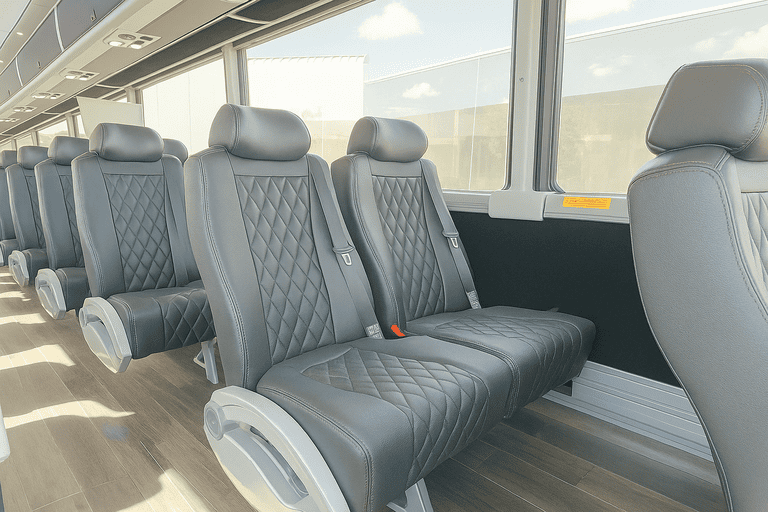 interior of Carson City Coach Bus Service charter bus