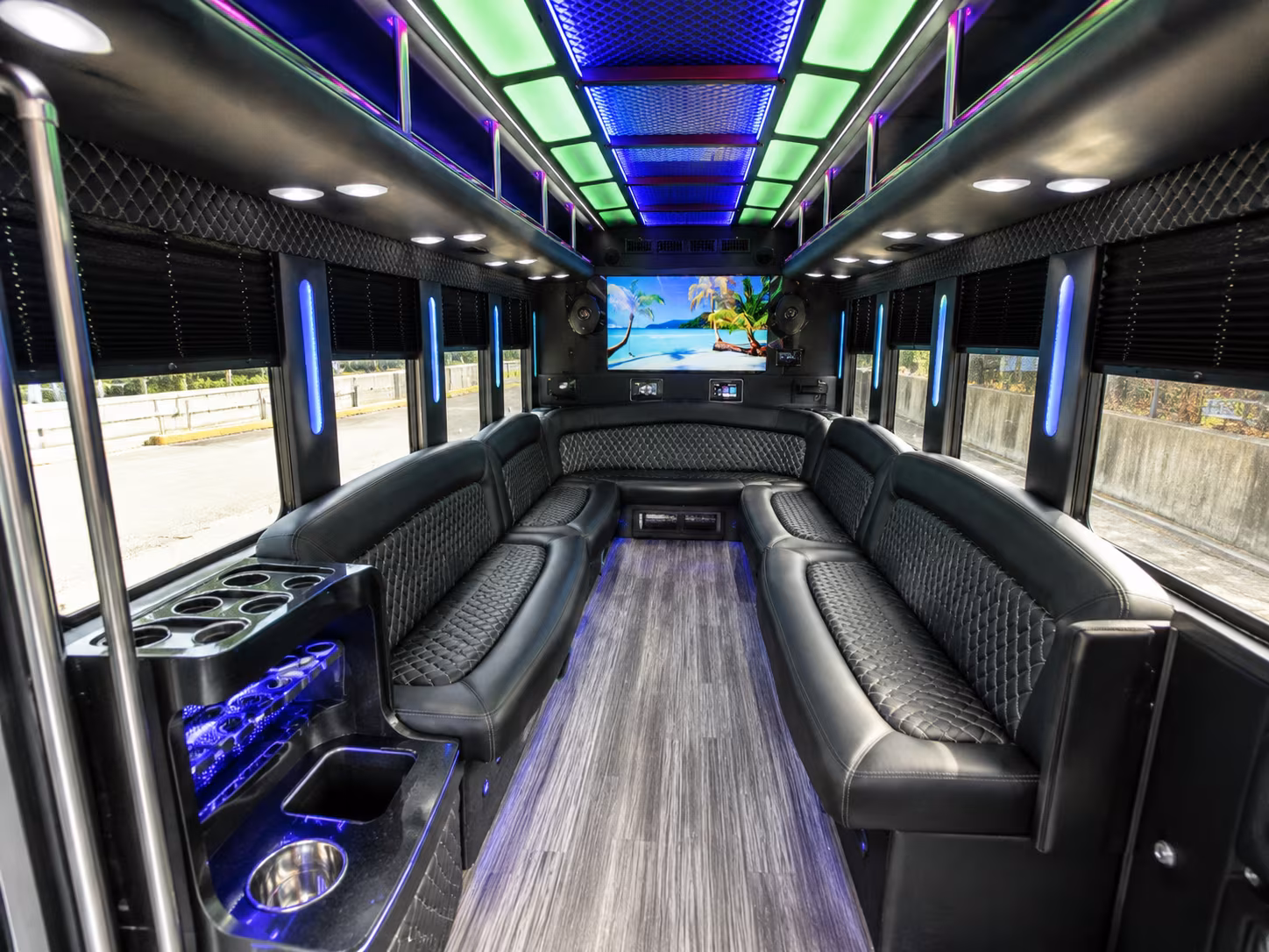 carson city 18 passenger party bus inside